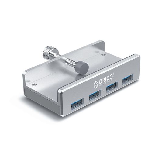 ORICO MH4PU-P 4 Port USB3.0 Clip-type HUB, Aluminum Alloy, Silver - 1