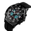 SKMEI 1538 Men's Sports Watch, Large Dial, Black Silicone Belt - 2