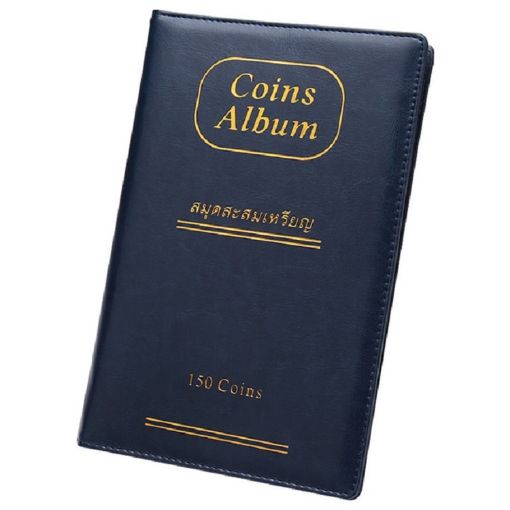 Blue PU Leather Russian Coin Album - Holds 150 Coins Collection - 1