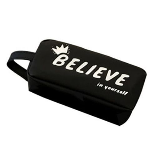 Black Silicone Pen Box Pencil Case - Large Letter School Stationery Supplies - 1