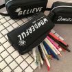 Black Silicone Pen Box Pencil Case - Large Letter School Stationery Supplies - 4