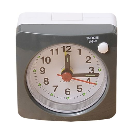 Gray Bedside Mute Alarm Clock with Light & Snooze Function - 1