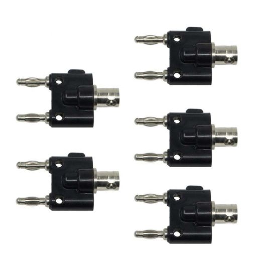 BNC Female to Dual Banana Plug Adapter - 5pcs Binding Male Connector - 1