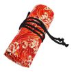 Golden Red Sea Wave Canvas Pencil Case - Large Capacity, 24 Holes - 2