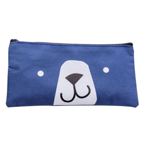 Cartoon Dog Pencil Bag - 2 PCS Big Capacity Stationery (Blue) - 1