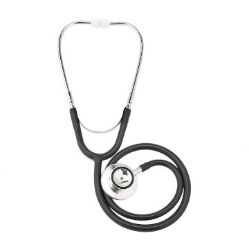 Double-sided Cardiology Stethoscope, Single Tube, Black, Aluminium Chestpiece - 1