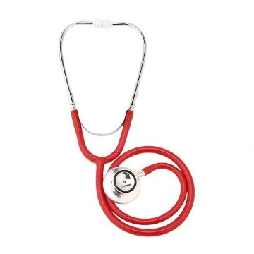 Red Double-Sided Stethoscope Single Tube for Doctors & Nurses, Cardiology - 1