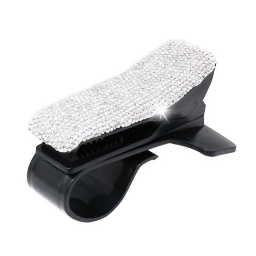 Diamond Car Phone Holder - 360 Rotating Dashboard Mobile Mount (White) - 1