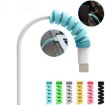 Silicone Data Cable Protective Cover - 4pcs Spiral Style (Black) - 6