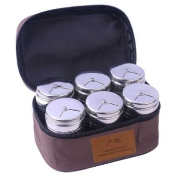 Portable Stainless Steel Spice Jar Suit for Outdoor Barbecue - 1