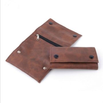 Brown PU Leather Tobacco Portable Storage Bag - Compact & Stylish - 1