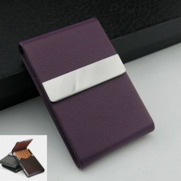 Purple PU Cigarette Pack Business Card Holder Thin Case for Men & Women - 1