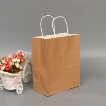 Elegant White Kraft Paper Bags 10 PCS - 12x15x6cm for Wedding/Party - 1