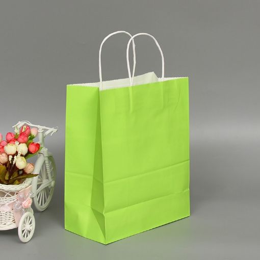Elegant Light Green Kraft Paper Bags 10 PCS - 12x15x6cm for Events - 1