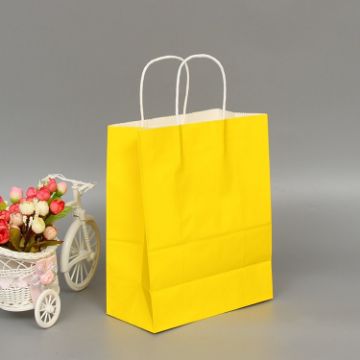 Elegant Yellow Kraft Paper Bags with Handles - 10 PCS, 12x15x6cm - 1