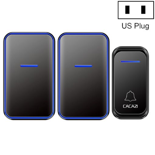 CACAZI A68-2 Wireless Doorbell, One to Two, US Plug, Black - 1