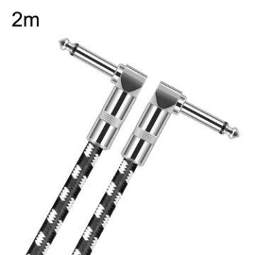2m Guitar Cable 6.35mm TS Oxygen-Free Copper Core with 2 Elbows - 1