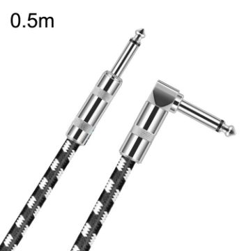 0.5m Guitar Cable 6.35mm TS Straight + Elbow Oxygen-Free Copper Core - 1