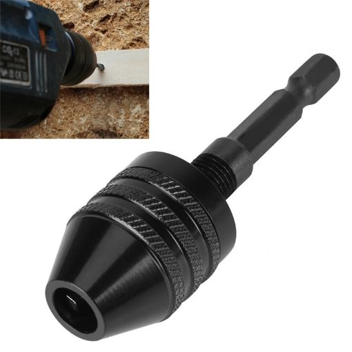 Hex Shank Mini Drill Chuck 0.8-8mm Three Jaw Power Tool Black Model A - 1
