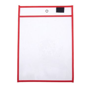 Erasable A4 PVC Transparent Red Document Bag, 21x30cm Dry Erase - 1
