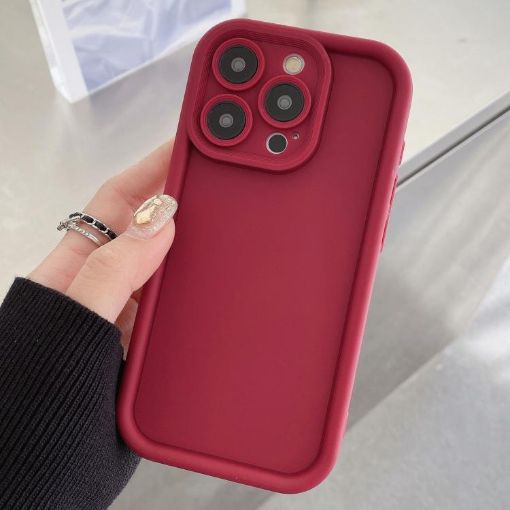 iPhone 12 Pro Shockproof TPU Case Wine Red Frosted Precise Hole Frame - 1