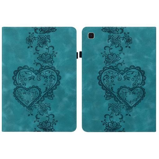 Samsung Galaxy Tab A7 10.4 2020 Green Love Hearts Leather Case - 1