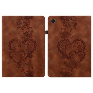 Samsung Galaxy Tab A8 10.5 2021 Love Hearts Leather Case Brown - 1