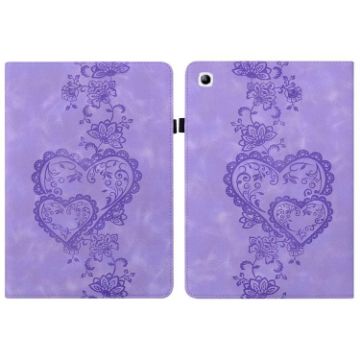 Samsung Galaxy Tab S2 9.7 Purple Love Hearts Leather Tablet Case - 1