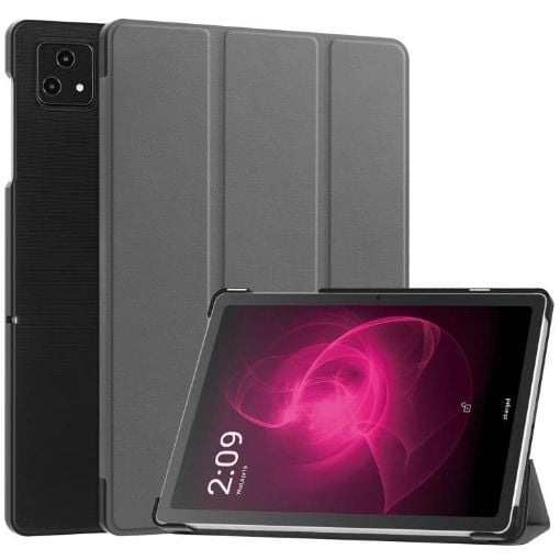 T-Mobile REVVL Tab 5G Gray Leather Smart Case - Custer Texture Holder - 1