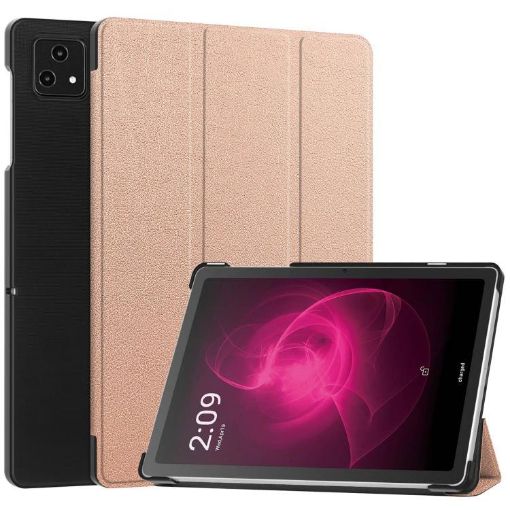 T-Mobile REVVL Tab 5G Rose Gold Leather Tablet Case with 3-Fold Holder - 1