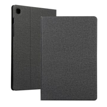 Samsung Galaxy Tab A7/T500 Black Fabric Texture Flip PU Leather Case - 1