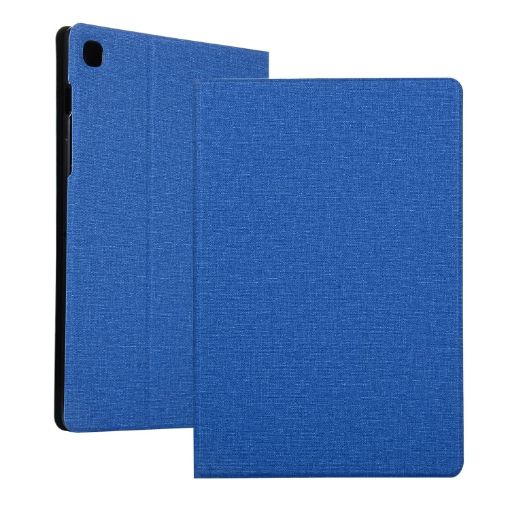 Samsung Galaxy Tab A7/T500 Blue Fabric Texture PU Leather Case with Holder - 1
