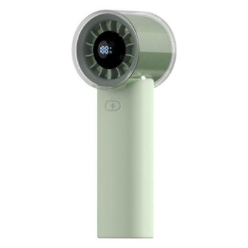 HX-F369 Green LED Digital Display High Speed Handheld Fan - 1