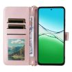 OPPO A5 5G/4G Leather Phone Case with 6-Card Slots & Wrist Strap Pink - 4