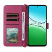 OPPO A5 5G/4G Leather Phone Case with 6 Card Slots & Wrist Strap - Rose Red - 4