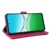 OPPO A5 5G/4G Leather Phone Case with 6 Card Slots & Wrist Strap - Rose Red - 6