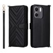 OPPO A5x 5G/4G Leather Phone Case with 6-Card Slots & Wrist Strap (Black) - 1