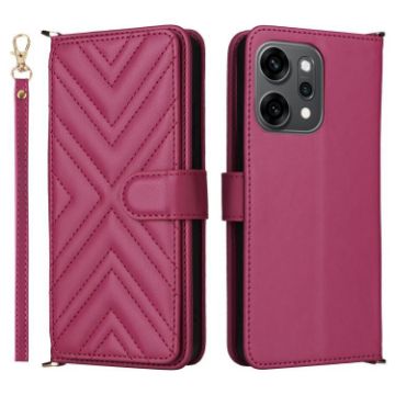 OPPO Reno14 5G Leather Phone Case with 6-Card Slots & Wrist Strap - 1