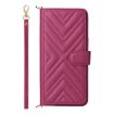 Realme C71 4G Leather Phone Case with 6-Card Slots & Wrist Strap - Rose Red - 2