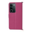 Realme C71 4G Leather Phone Case with 6-Card Slots & Wrist Strap - Rose Red - 3