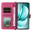 Realme C71 4G Leather Phone Case with 6-Card Slots & Wrist Strap - Rose Red - 4