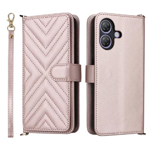 Ulefone Note 21 Pink Leather Phone Case with 6-Card Slots & Wrist Strap - 1
