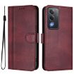 OPPO A5 5G Retro Leather Phone Case, Wine Red, Global Line Splicing - 2