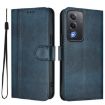 OPPO A5 5G Retro Leather Phone Case, Dark Blue, Global Line Splicing - 2