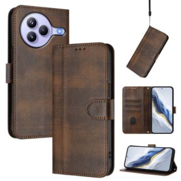 Xiaomi Civi 5 Pro 5G Retro Leather Phone Case, Brown, Line Splicing - 1