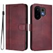 Vivo S30 Retro Leather Phone Case, Wine Red, Line Splicing Buckle - 2