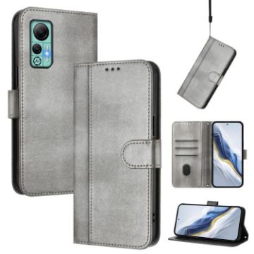 Ulefone Note 14 Retro Leather Phone Case, Grey - Line Splicing Buckle - 1