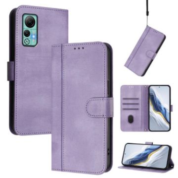 Ulefone Note 14 Retro Leather Phone Case, Purple, Line Splicing Buckle - 1