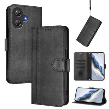 Ulefone Note 21 Retro Leather Phone Case, Black - Line Splicing Buckle - 1