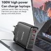 Yesido YC95 PD100W GaN Fast Charger, 2 USB-C & USB-A, UK Plug, Black - 4